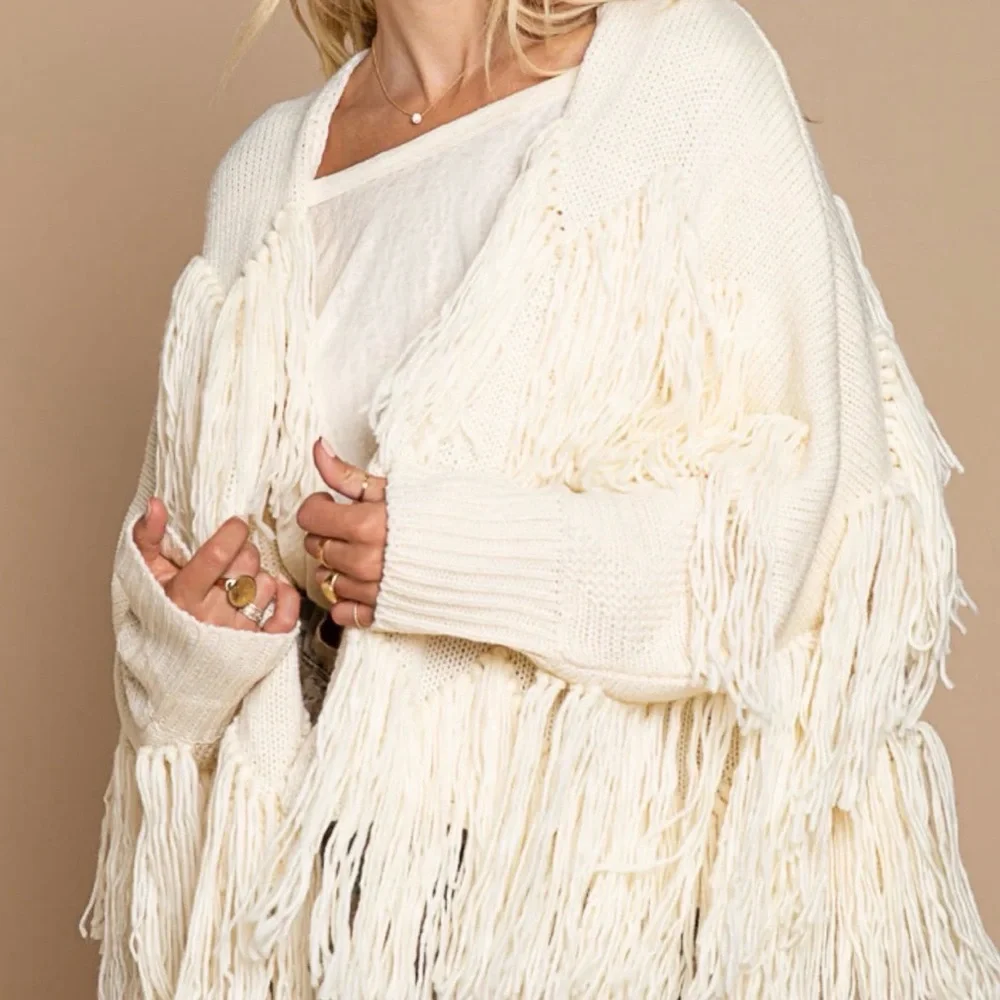 Fringe Cream Sweater - Picture 1 of 3